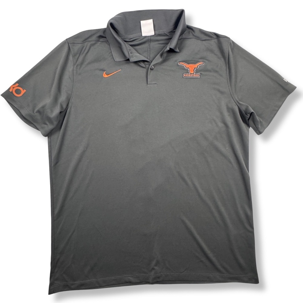 Nike Texas Longhorns Basketball Polo Shirt KD Dri-FIT Gray Mens Large CQ0600-060